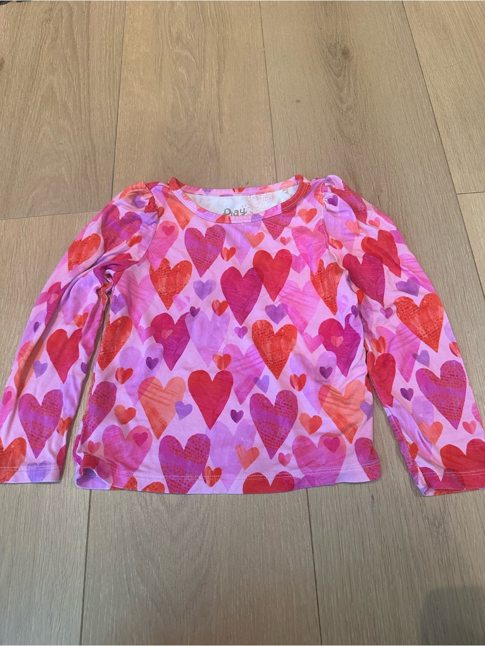 Little Sleepies Heart Print Long Sleeve Top - Pink & Red